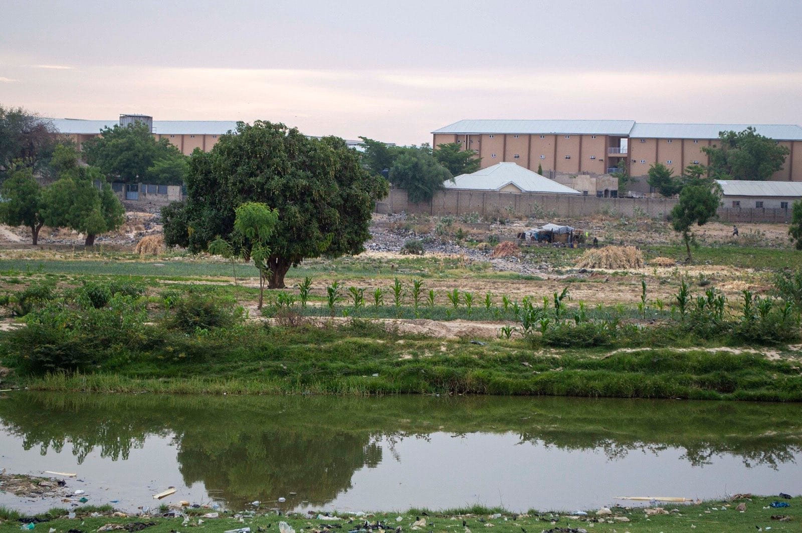 A river running through open ground at Maiduguri.