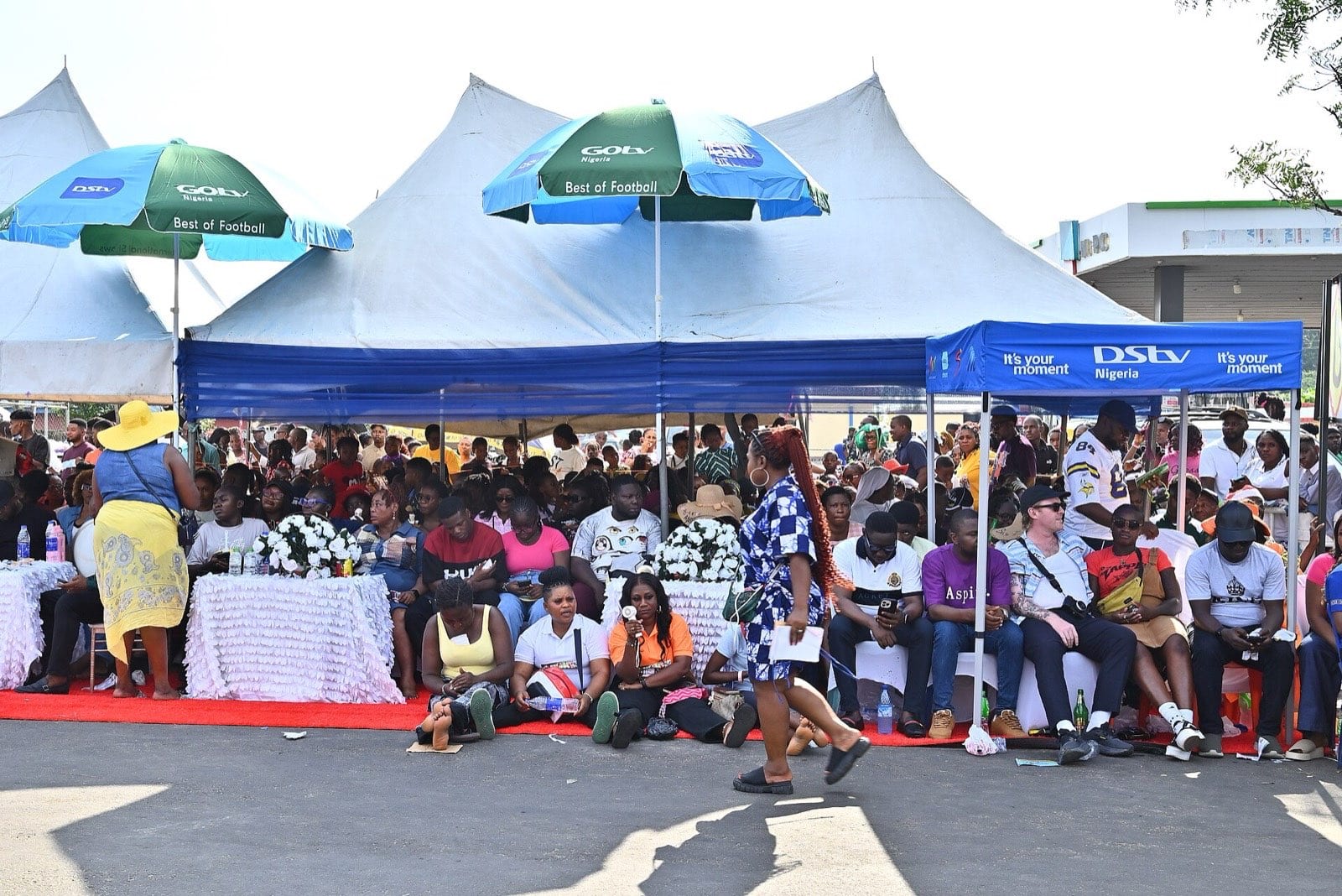 Carnival performers filling the street at Calabar.