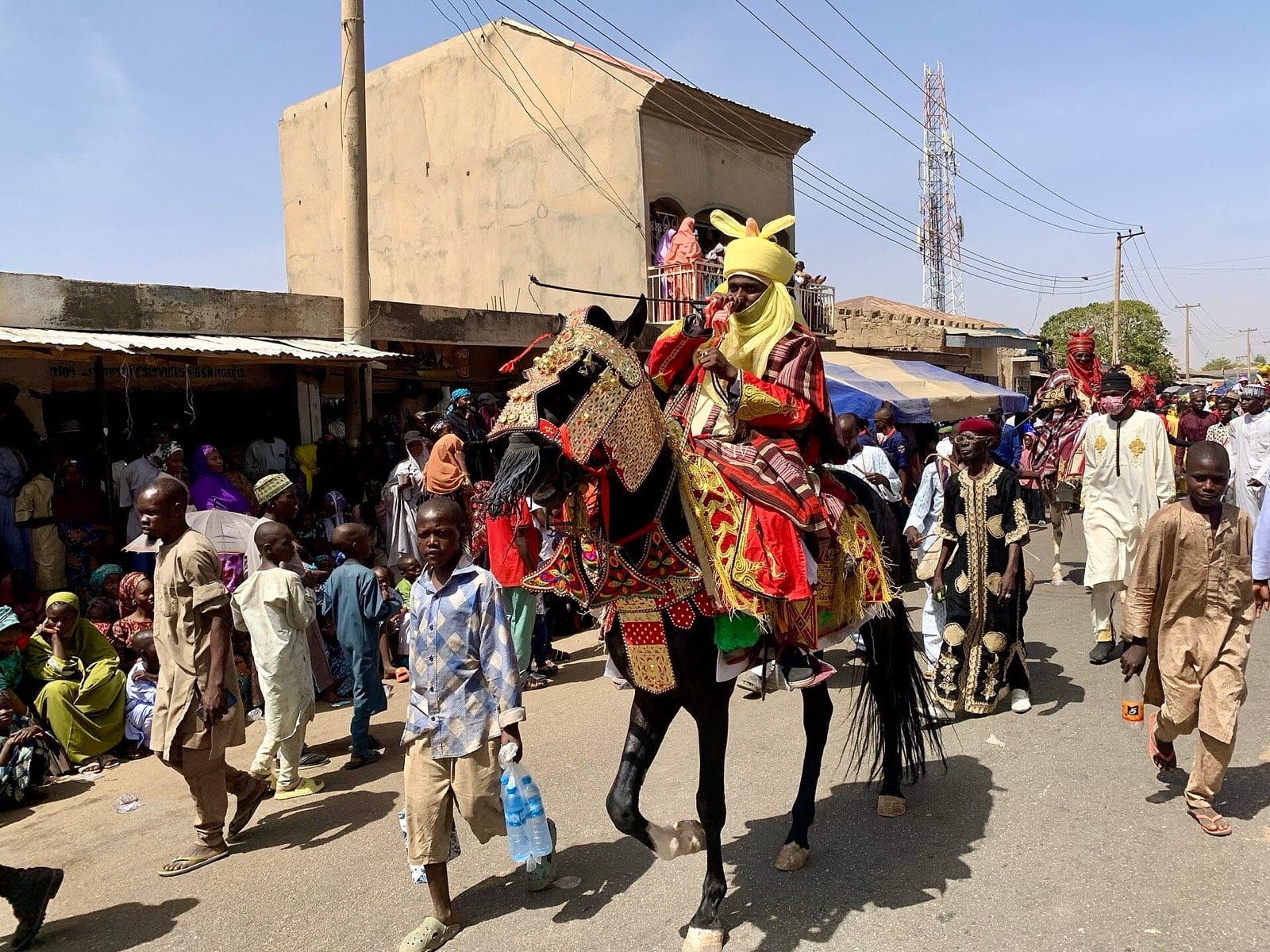 Horsemen in ceremonial dress during the Durbar festival at Katsina.